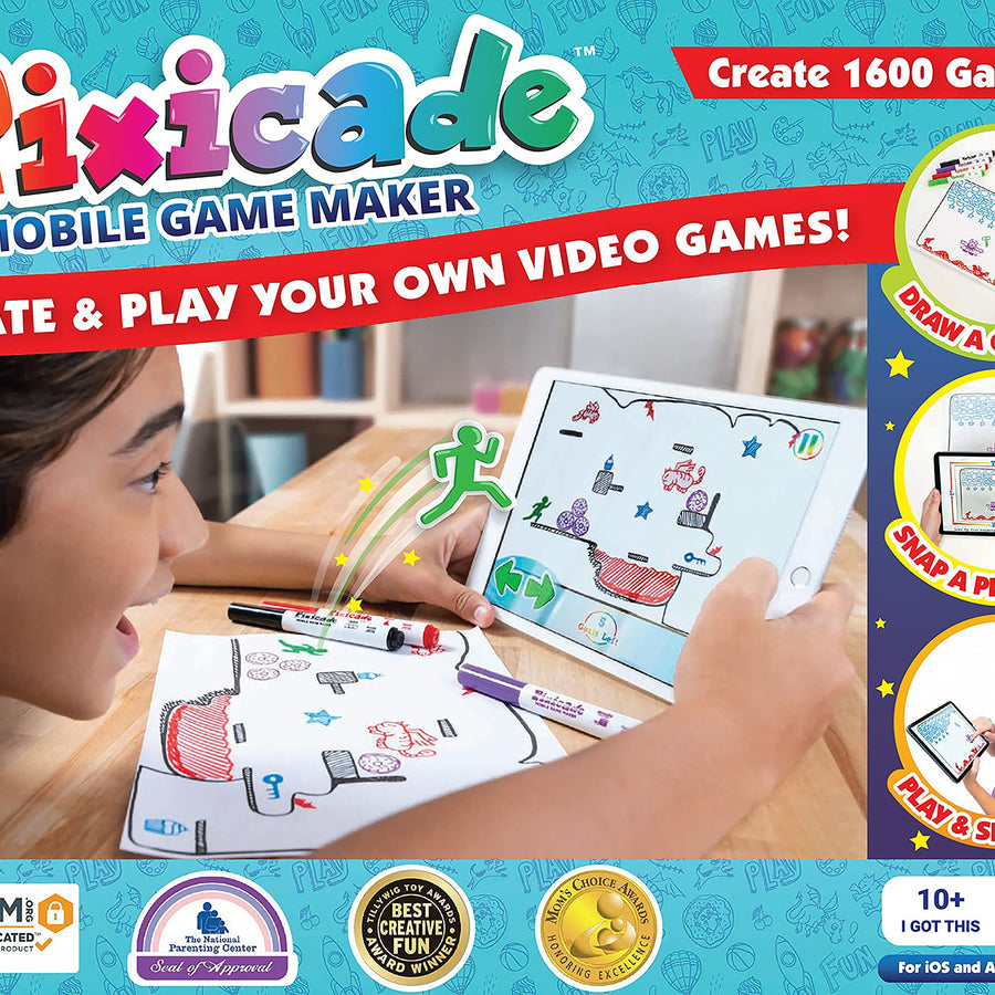 Pixicade Transform Creative Drawings to Animated Playable Kids Games On Your Mobile Device- Build 1600 Video Games- Gifts for 10 Year Old Girl, Boys- Award Winning STEM Toys for Ages 6 - 12+