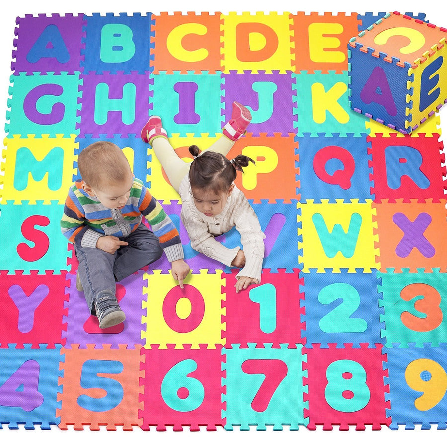 Click N' Play, Alphabet and Numbers Foam Puzzle Play Mat, 36 Tiles (Each Tile Measures 12 X 12 Inch for a Total Coverage of 36 Square Feet)
