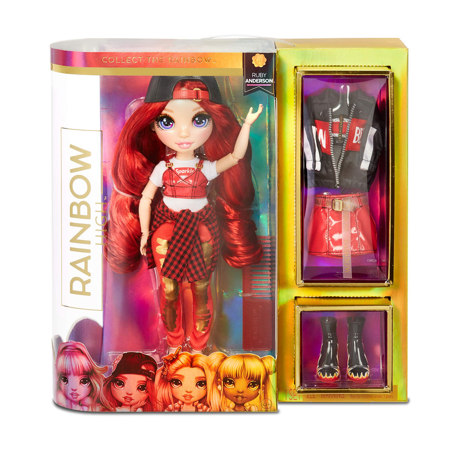 Rainbow High Ruby Anderson - Red Clothes Fashion Doll with 2 Complete Mix & Match Outfits and Accessories, Toys for Kids 6 to 12 Years Old