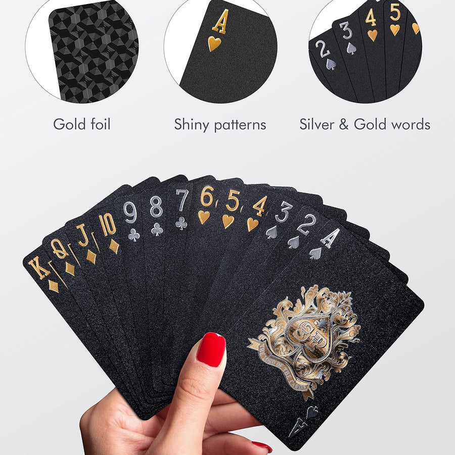 BIERDORF Diamond Waterproof Black Playing Cards, Poker Cards, HD, Deck of Cards (Black)