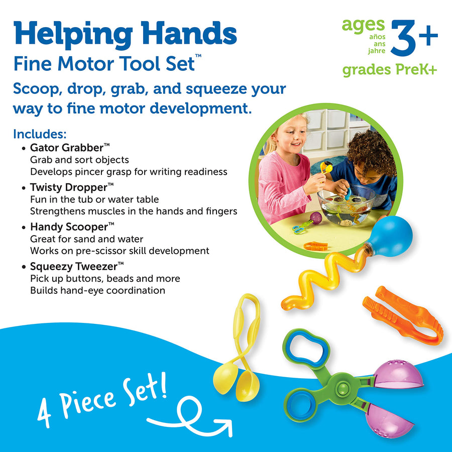 Learning Resources Helping Hands Fine Motor Tool Set Toy, Fine Motor and Sensory Toy, Scoop Toys for Toddlers, Educational Toys for Kids, Ages 3+