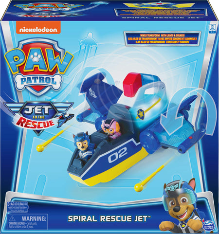 Paw Patrol, Jet to The Rescue Deluxe Transforming Spiral Rescue Jet with Lights and Sounds, Amazon Exclusive