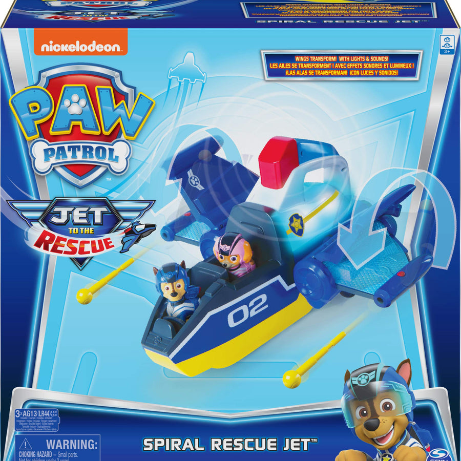 Paw Patrol, Jet to The Rescue Deluxe Transforming Spiral Rescue Jet with Lights and Sounds, Amazon Exclusive