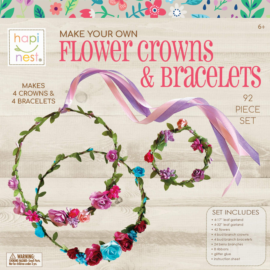 Hapinest Make Your Own Flower Crowns and Bracelets Craft Kit for Girls Gifts Ages 6 7 8 9 10 Years Old and Up