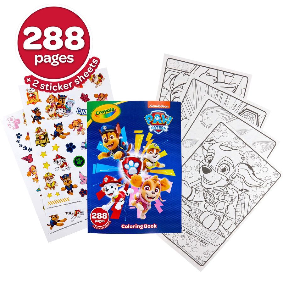 Crayola Paw Patrol Coloring Book with Stickers, Gift for Kids, 288 Pages, Ages 3, 4, 5, 6