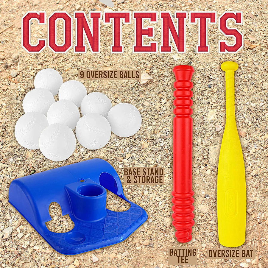ToyVelt TBall Set For Toddlers 9 Balls - Kids Baseball Tee Game For Boys & Girls Ages 1- 10 Years
