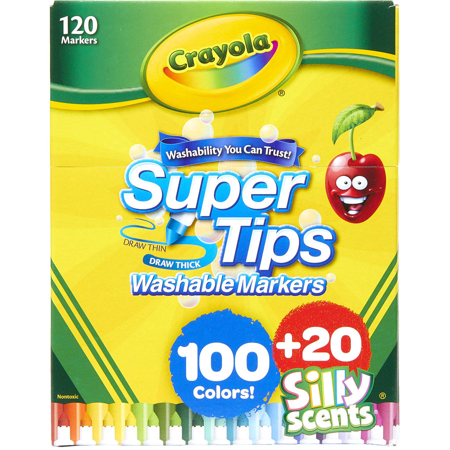 Crayola Super Tips Marker Set, Washable Markers, Assorted Colors, 120Ct