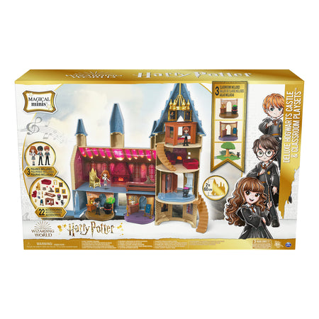 Wizarding World Harry Potter, Magical Minis Amazon Exclusive Deluxe Hogwarts Castle, 3 Classroom Playsets, 22 Accessories, 3 Figures, Lights & Sounds