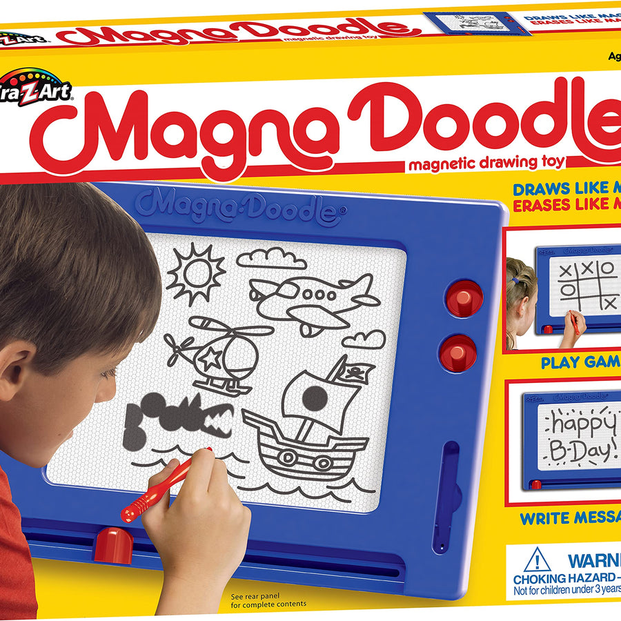 Cra-Z-Art Retro Magna Doodle Magnetic Drawing Board for kids 3 and up, Blue/White