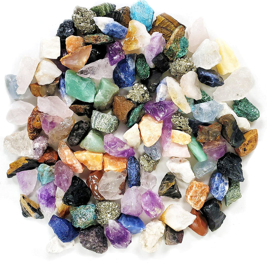 Rock Collection for Kids. Includes 250+ Gemstones, Crystals, Fossil, Rocks and Mineral + Jumbo Learning Mat. Science Gift for Boys & Girls - 2 Lbs. Bulk Rough & Polished Gem Stones + Genuine Fossils