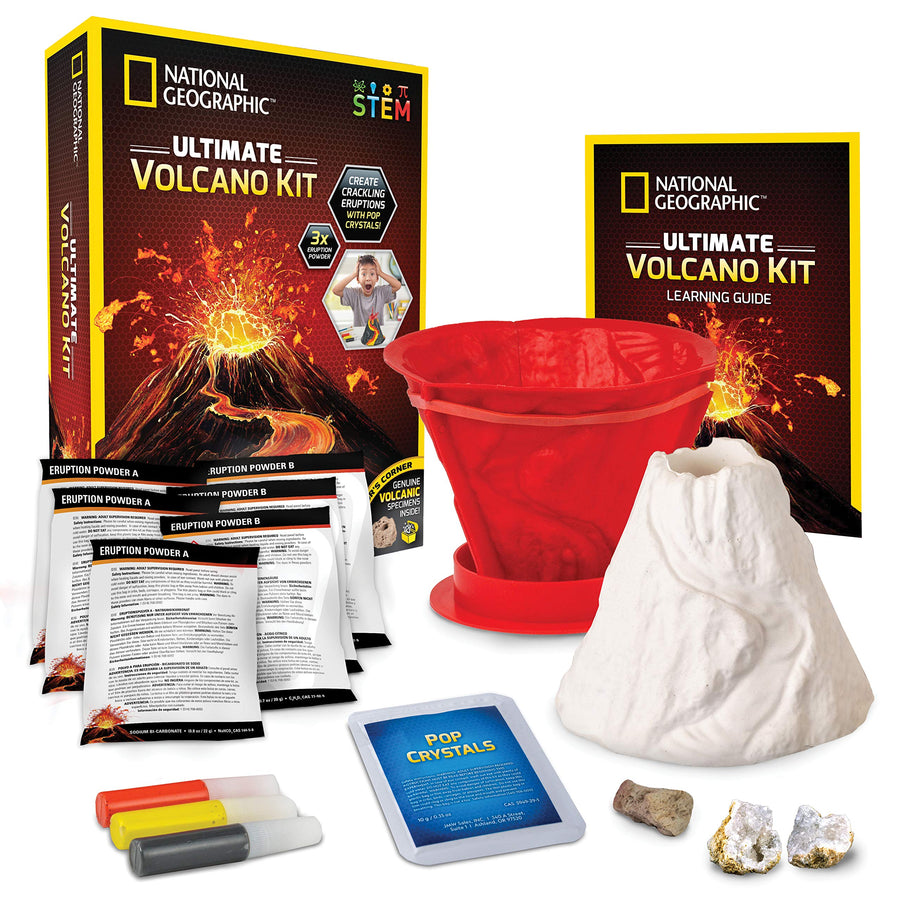 NATIONAL GEOGRAPHIC Ultimate Volcano Kit – Erupting Volcano Science Kit for Kids, 3X More Eruptions, Pop Crystals Create Exciting Sounds, STEM Science & Educational Toys Make Great Kids Activities
