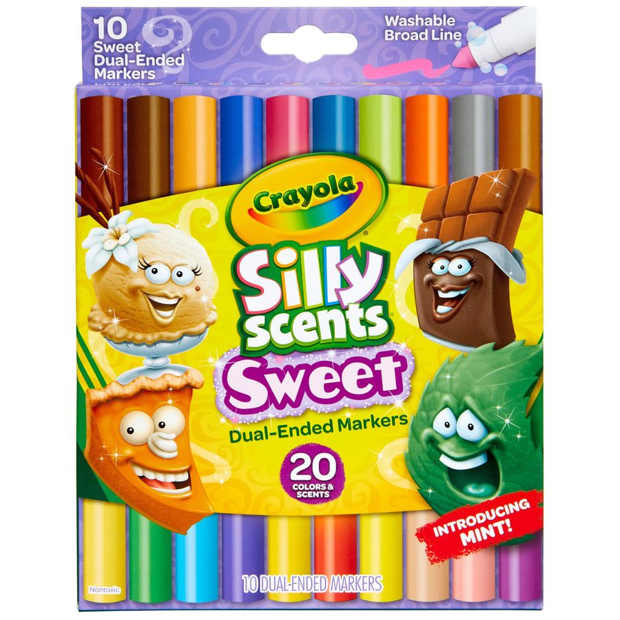 Crayola Silly Scents Dual Ended Markers, Sweet Scented Markers, 10 Count, Gift for Kids, Age 3, 4, 5, 6, Multi