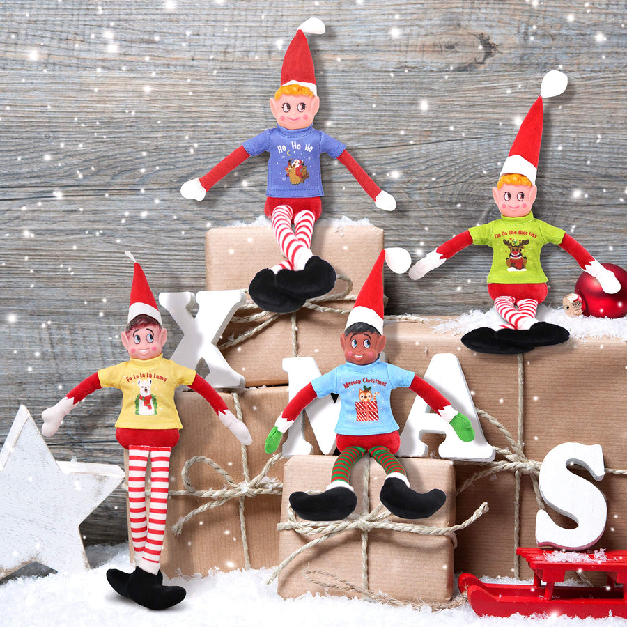 JOYIN 4 Packs Santa Couture Clothing for Elf Doll Stylish Tees Tshirt Elf Doll Clothing Set, Christmas Decorations, and Holiday Specials