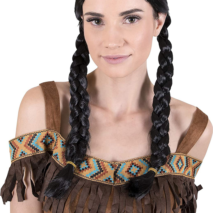 Kangaroo's Pocahontas Indian Girl Braided Costume Wig, Wednesday, Halloween…