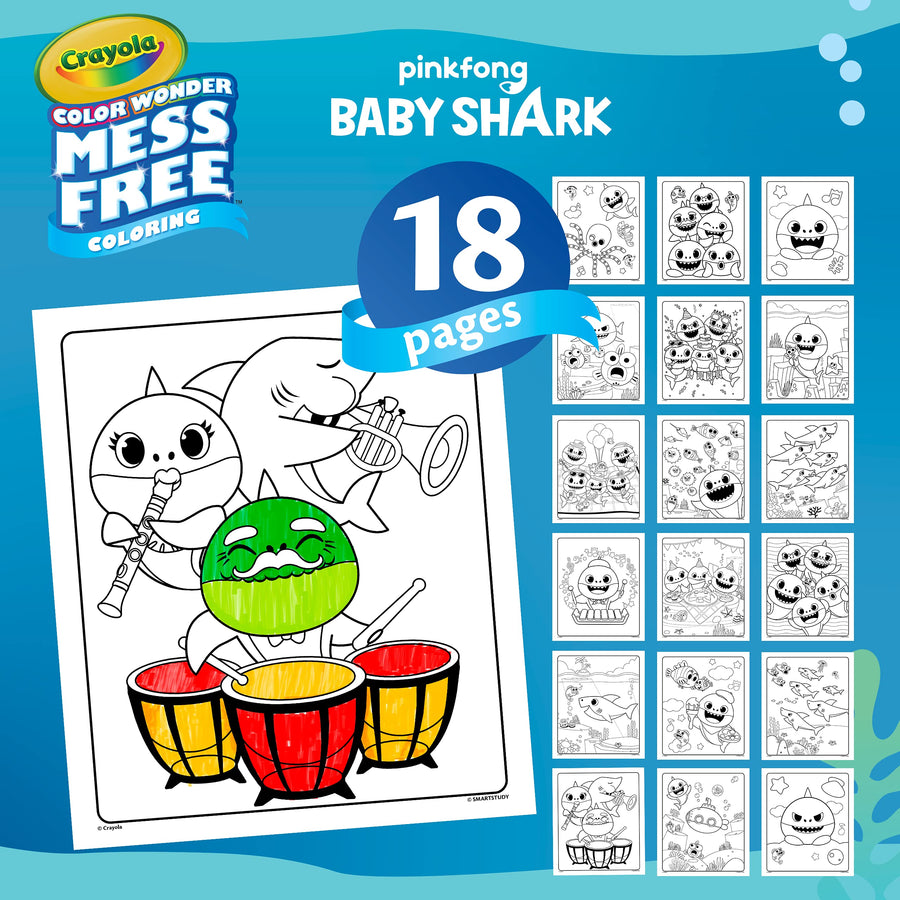 Crayola Baby Shark Wonder Pages, Mess Free Coloring, Gift for Kids, 1 Count (Pack of 1)