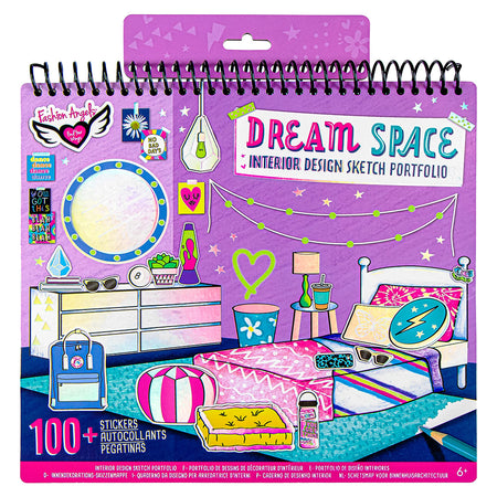 Fashion Angels Interior Design Sketch Portfolio 11510 Sketch Book for Beginners, Sketch Pad with Stencils and Stickers For Kids 6 and Up