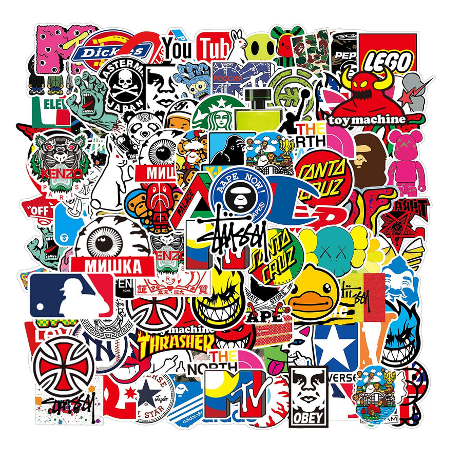 Cool Brand Stickers 101 Pack Decals for Laptop Computer Skateboard Water Bottles Car Teens Sticker
