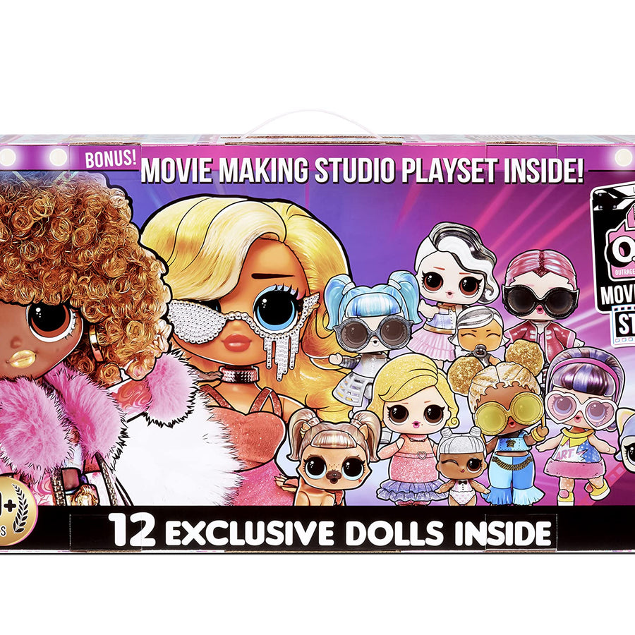 LOL Surprise OMG Movie Magic Studios with 70+ Surprises, 12 Dolls Including 2 Fashion Dolls, 4 Movie Studio Stages, Green Screen, Phone Tripod, Movie Theater/Set Packaging, and Movie Accessories