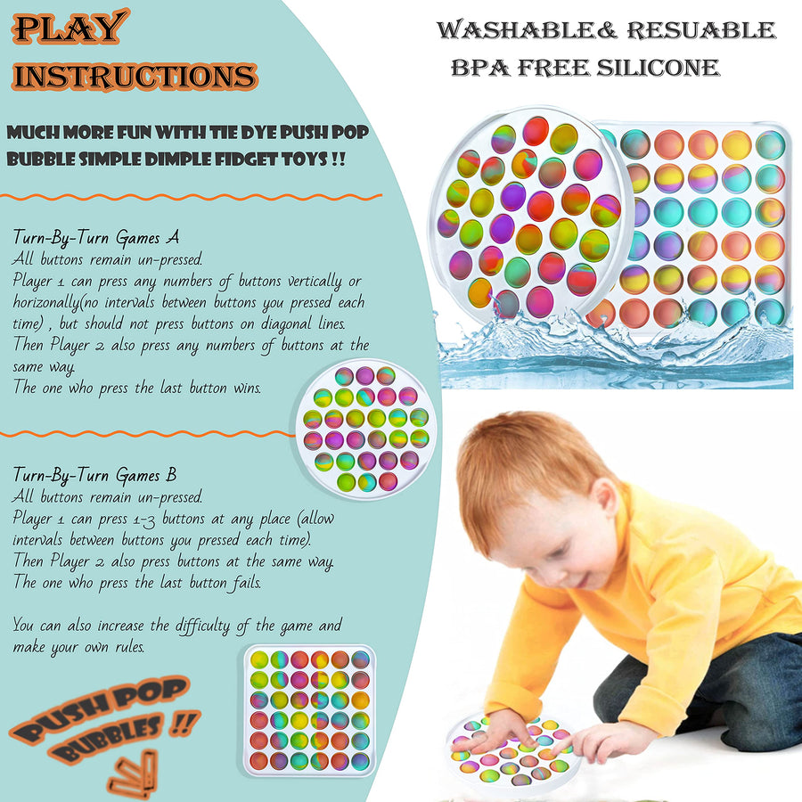 Gmajdar Fidget Sensory Toys Pack, Tie Dye Bubble Sensory Fidget Popper Poppets Toy Set Box, Anti Anxiety Stress Relief Squeeze Ball Beans Mochis Xmas Novelty Toys Bundle for Kids Adults