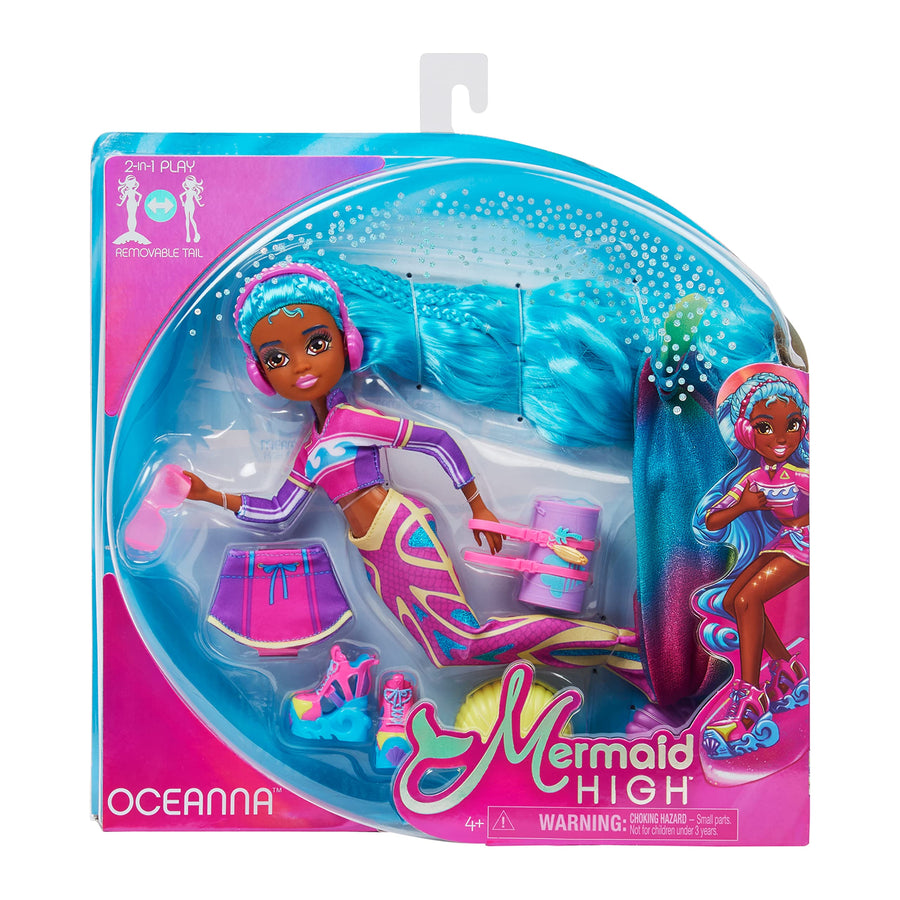 Mermaid High, Oceanna Deluxe Mermaid Doll & Accessories with Removable Tail, Doll Clothes and 4 Fashion Accessories, Kids Toys for Girls Ages 4 and up
