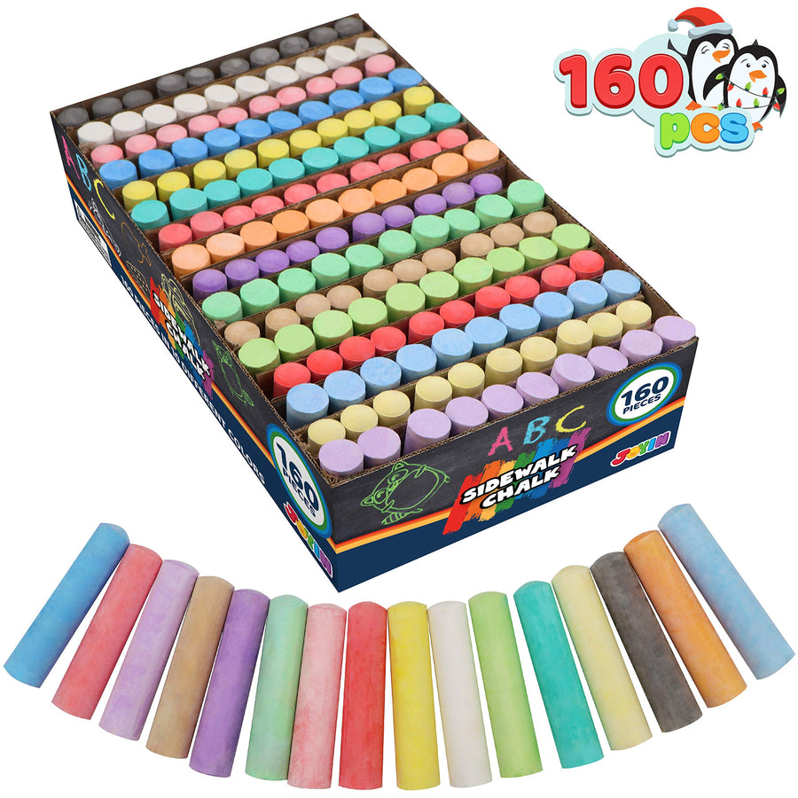 160 PCS Washable Sidewalk Chalks Set Non-Toxic Jumbo Chalk for Outdoor Art Play, Painting on Chalkboard, Blackboard and Playground