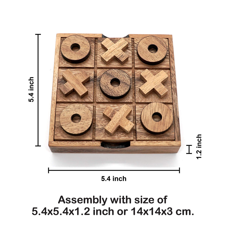 BSIRI Tic Tac Toe Wooden Board Game Table Toy Player Room Decor Tables Family XOXO Decorative Pieces Adult Rustic Kids Play Travel Backyard Discovery Night Level Drinking Romantic Decorations