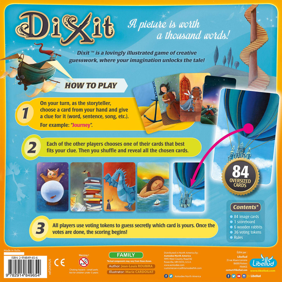 Dixit Board Game | Storytelling Game for Kids and Adults | Fun Family Board Game | Creative Kids Game | Ages 8 and up | 3-6 Players | Average Playtime 30 Minutes | Made by Libellud