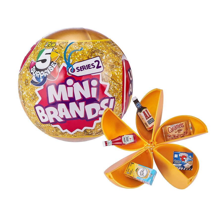 5 Surprise Mini Brands Mystery Capsule Real Miniature Brands Collectible Toy (2 Pack) (PVC Tube Packaging) by ZURU, Gold