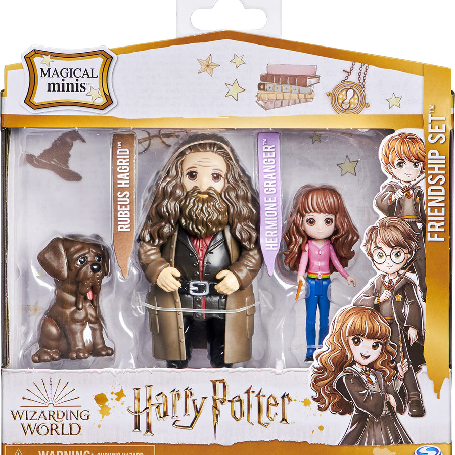 Wizarding World Harry Potter, Magical Minis Hermione and Rubeus Hagrid Friendship Set with Creature, Kids Toys for Ages 5 and up