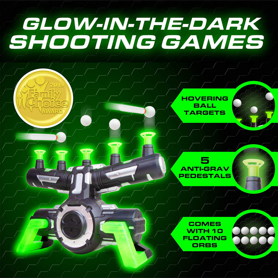 USA Toyz Astroshot Zero GX Glow in The Dark Shooting Games for Kids - Nerf Compatible Floating Ball Targets for Shooting with 1 Foam Blaster Toy Gun, 10 Floating Ball Targets, and 5 Flip Targets