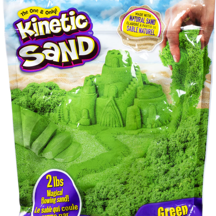 Kinetic Sand, The Original Moldable Sensory Play Sand Toys for Kids, Green, 2 lb. Resealable Bag, Ages 3+