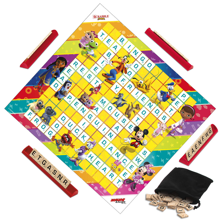 Hasbro Gaming Scrabble Junior: Disney Junior Edition Board Game, Double -Sided Game Board, Matching and Word Game (Amazon Exclusive)