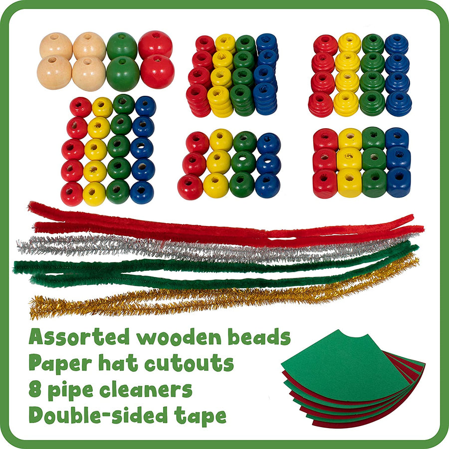 READY 2 LEARN Christmas Crafts - Create Your Own Bead Elves - Set of 4 - DIY Ornaments for Kids - Christmas Tree Decoration - All Materials Included