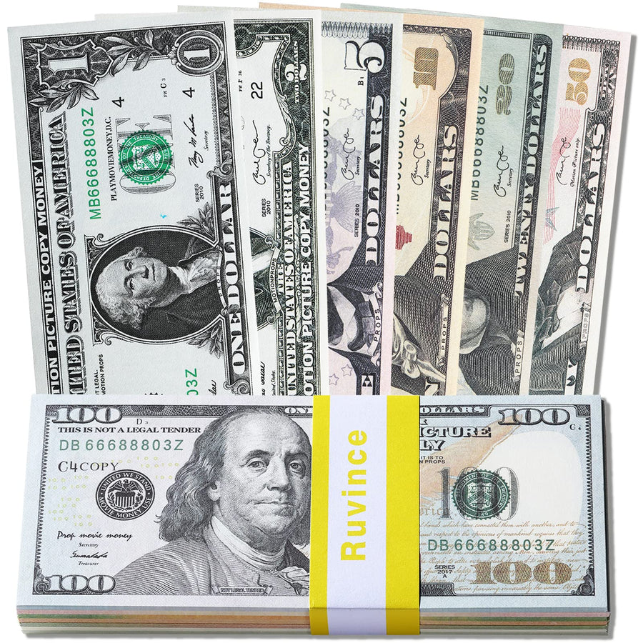 RUVINCE Play Money That Looks Real Prop Money Dollar $3,760 Fake Dollar Bills USD Cinema Props Prop Stack
