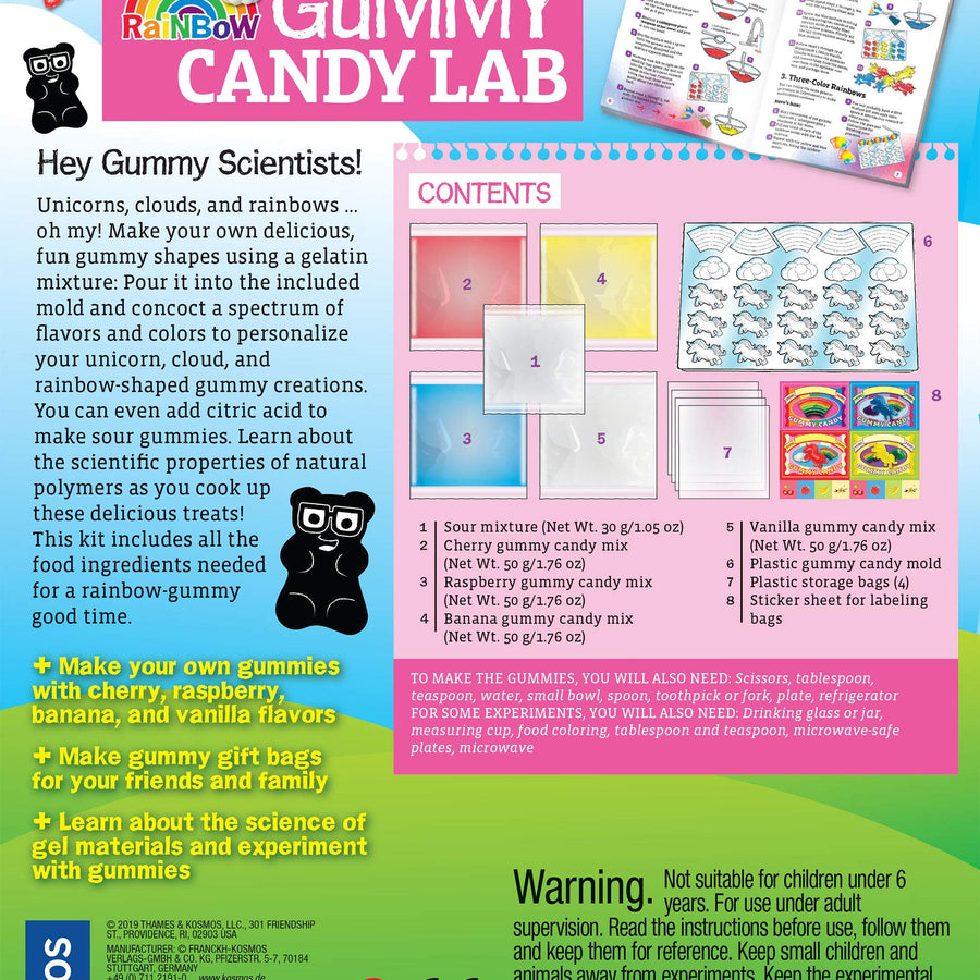 Thames & Kosmos Rainbow Gummy Candy Lab - Unicorns, Clouds & Rainbows! Sweet Science STEM Experiment Kit, Make Your Own Gummy Candies in Cool Shapes & Colors