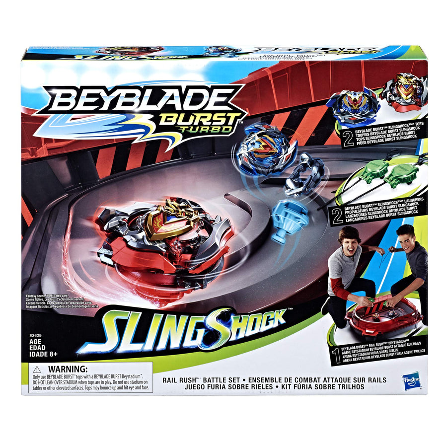 Beyblade Burst Turbo Slingshock Rail Rush Battle Set -- Complete Set with Beyblade Burst Beystadium, Battling Tops, and Launchers (Amazon Exclusive)