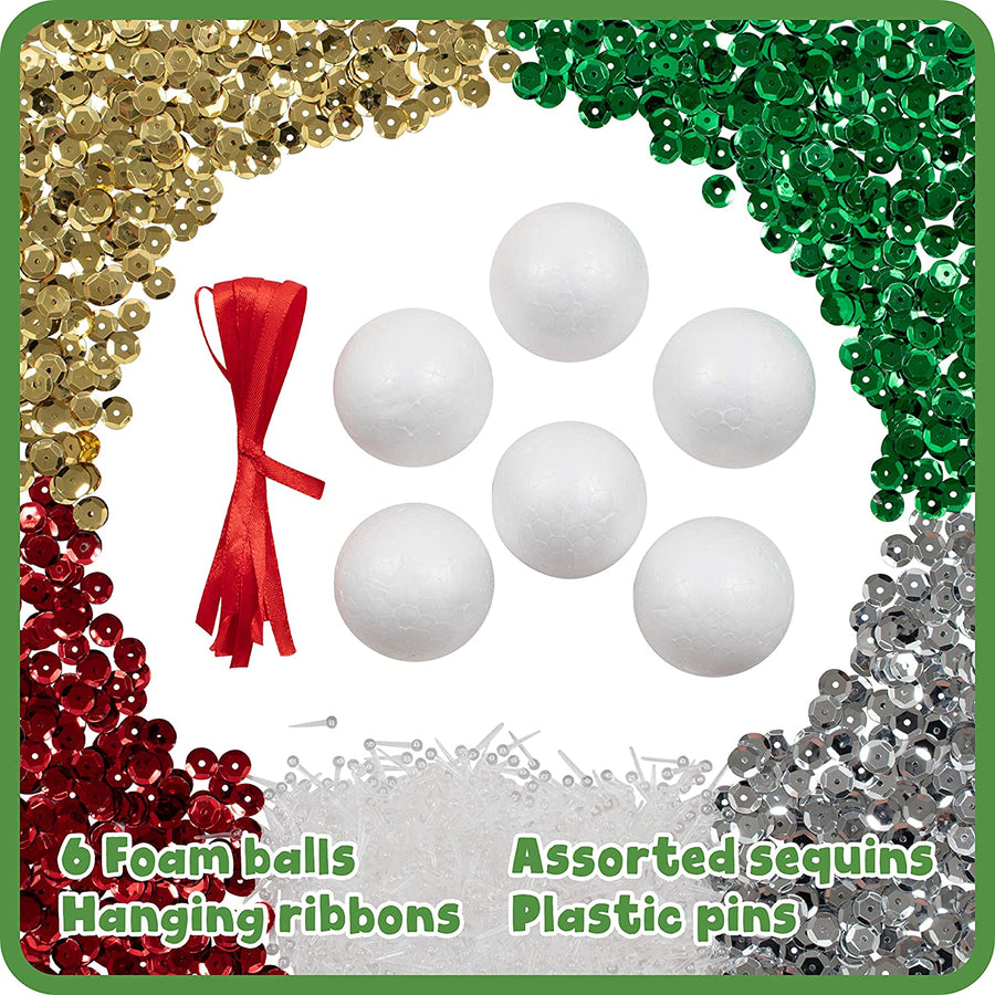 READY 2 LEARN Christmas Crafts - Create Your Own Sequin Ornaments - Set of 6 - Christmas Crafts for Kids - Christmas Tree Decorations - All Materials Included