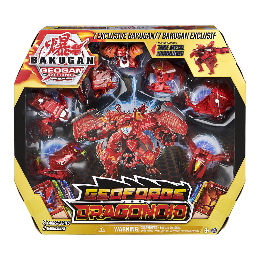 Bakugan GeoForge Dragonoid, 7-in-1 Includes Exclusive True Metal Dragonoid and 6 Geogan Collectibles, Kids Toys for Boys