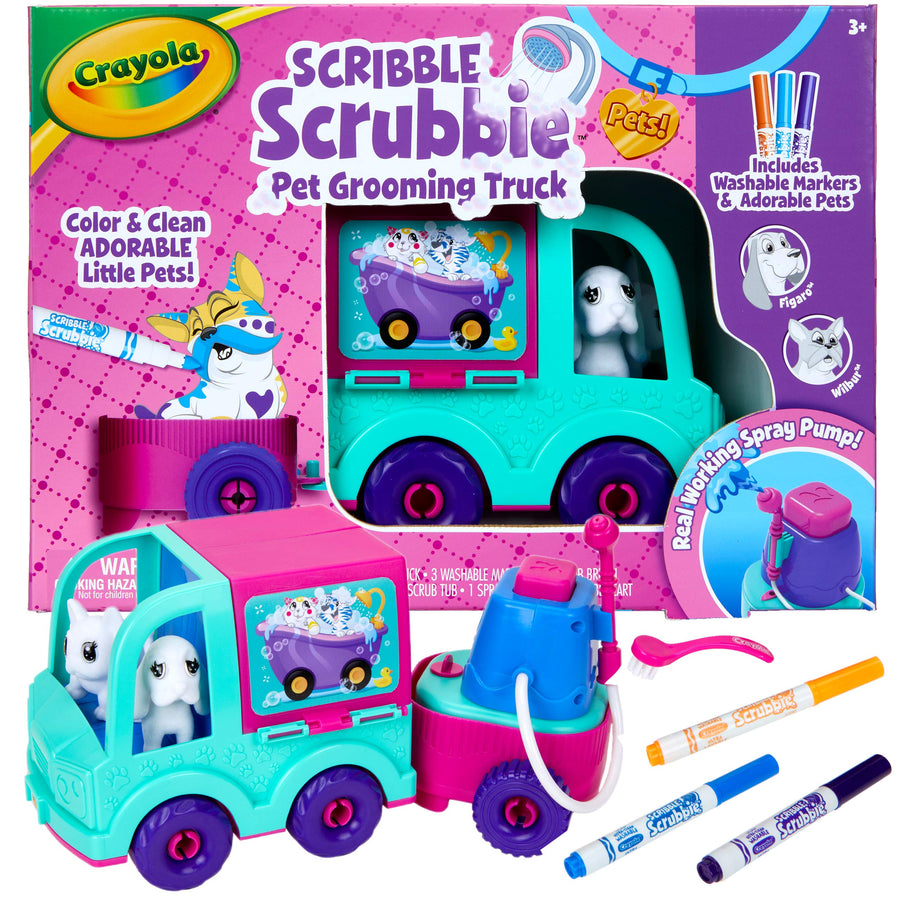 Crayola Scribble Scrubbie Pets Grooming Truck, Toys, Gift for Girls & Boys, Age 3, 4, 5, 6