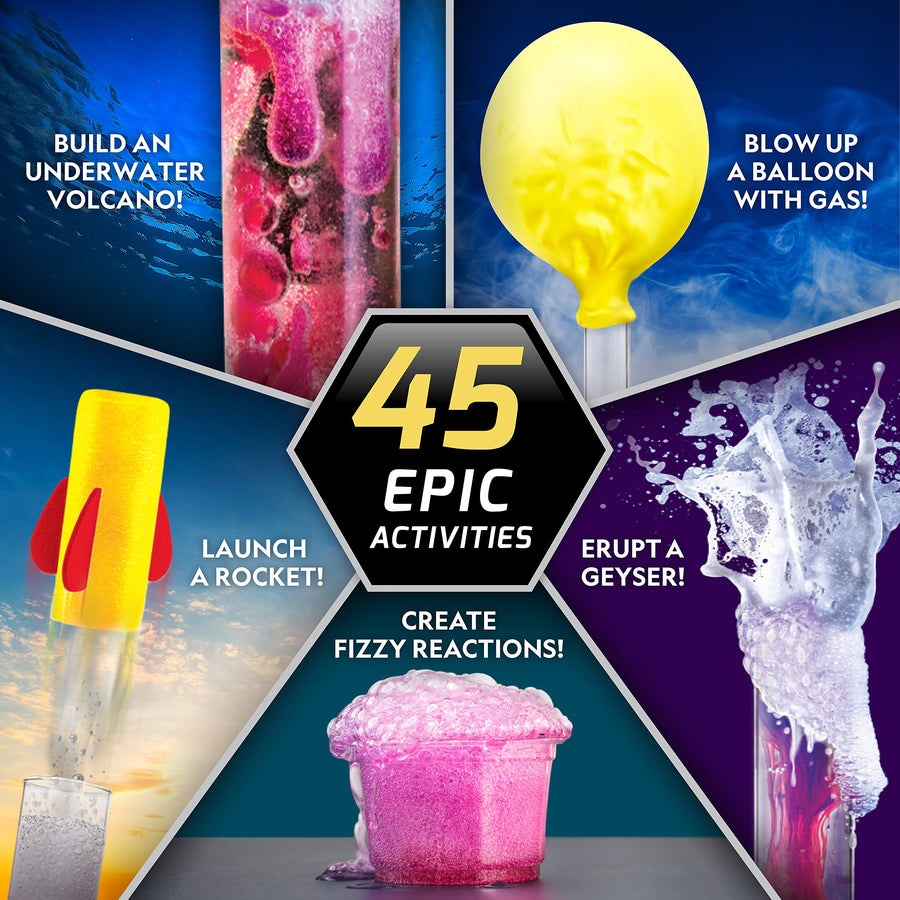 NATIONAL GEOGRAPHIC Stunning Chemistry Set - Mega Science Kit with Over 15 Easy Experiments, Make a Volcano, Launch a Rocket, Create Fizzy Reactions, & More, STEM Toy, an Amazon Exclusive Science Kit