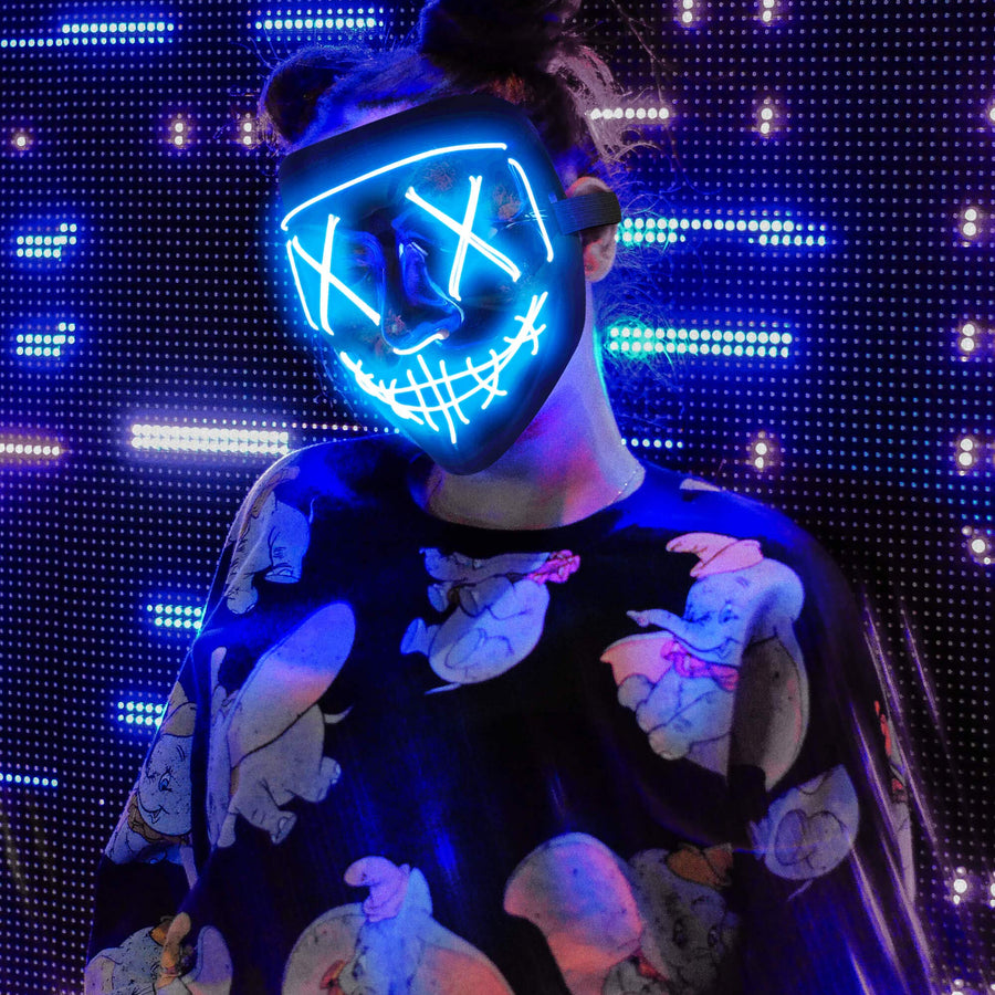 Lizber Halloween Mask Costume, Led Light Up Mask, Scary Hacker Anonymous Mask