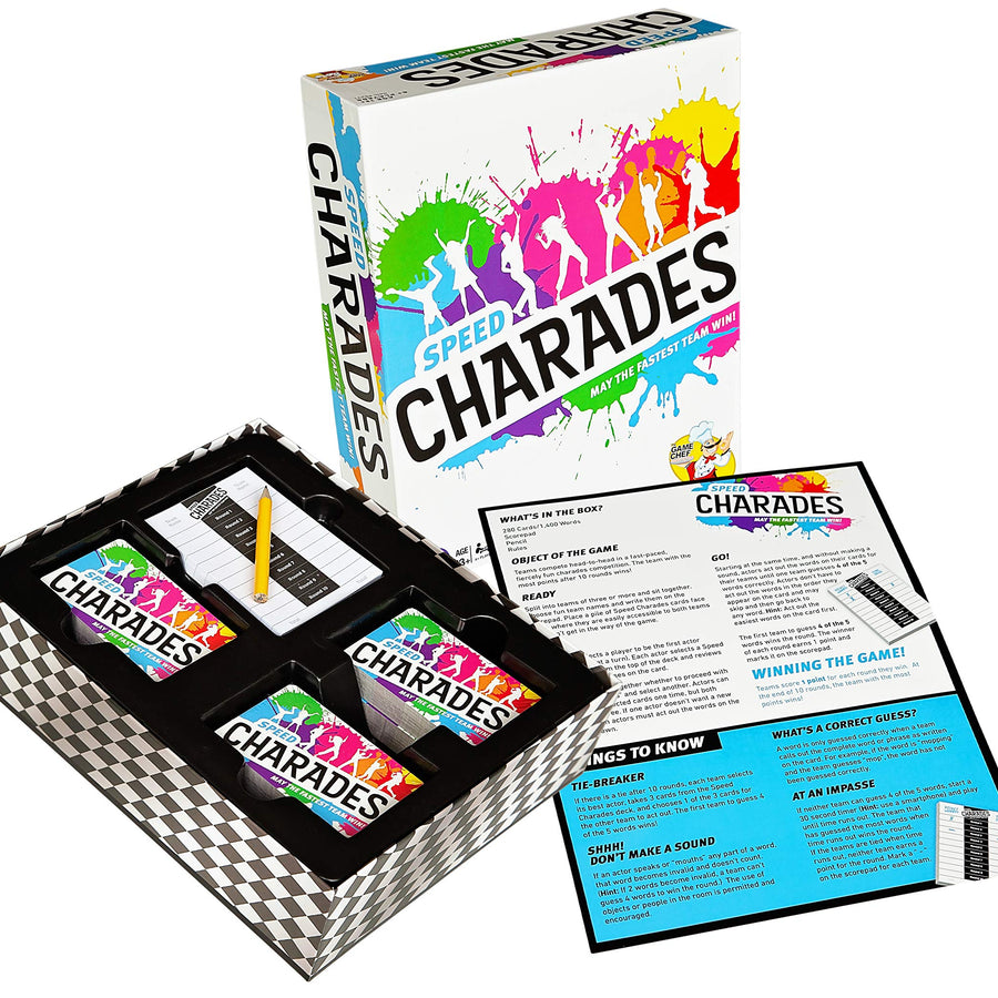 Charades Party Game – Speed Charades Board Game - Fast-Paced Party Game - Includes 1400 Charades - Perfect for Groups and Family Game Nights