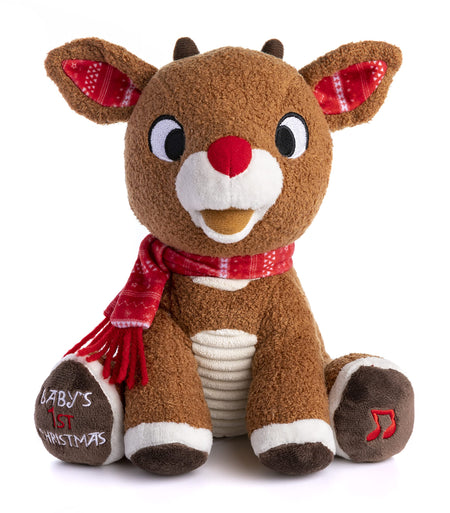 Rudolph The Red-Nosed Reindeer Musical Stuffed Animal, Baby's First Christmas Plush, 8 Inches