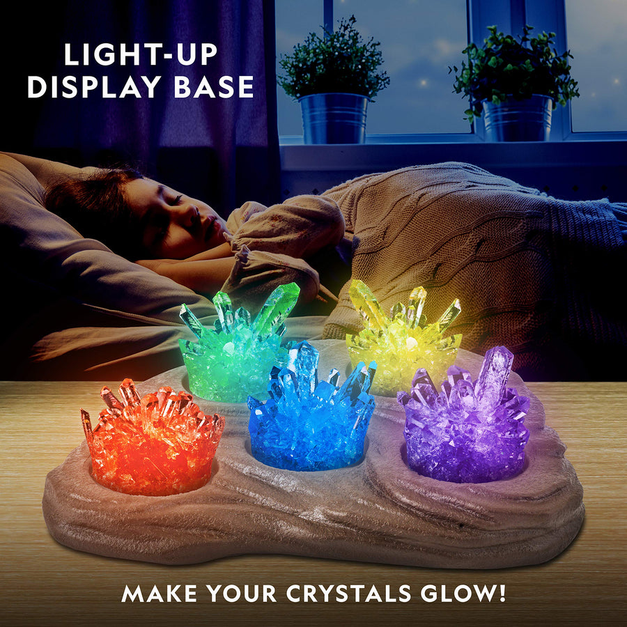 NATIONAL GEOGRAPHIC Mega Crystal Growing Lab – Grow 6 Vibrant Crystals Fast (3-4 Days), with Light-Up Display Stand, Learning Guide, & 4 Genuine Crystal Specimens, an Amazon Exclusive Science Kit