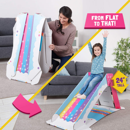 WowWee Kids Slide Indoor – Playground for Toddlers – StrongFold Technology Cardboard Toddler Slide by Pop2Play (Rainbow)