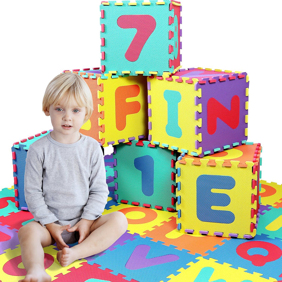 Click N' Play, Alphabet and Numbers Foam Puzzle Play Mat, 36 Tiles (Each Tile Measures 12 X 12 Inch for a Total Coverage of 36 Square Feet)