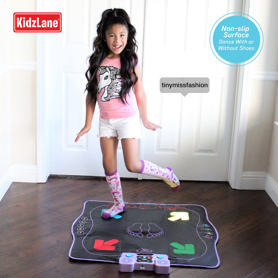 Kidzlane Dance Mat | Light Up Dance Pad with Wireless Bluetooth/AUX or Built in Music | Dance Game with 4 Game Modes | Gift Toy for Girls & Boys Ages 6 7 8 Years Old +