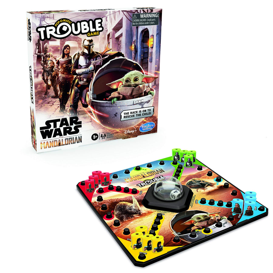 Hasbro Gaming Trouble: Star Wars The Mandalorian Edition Board Game for Kids Ages 5 and Up