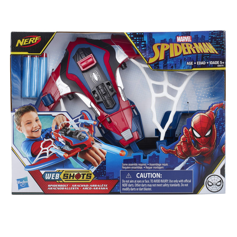 Marvel Spider-Man Web Shots Spiderbolt NERF Powered Blaster Toy, Fires Darts, Includes 3 Darts And Instructions, For Kids Ages 5 and Up