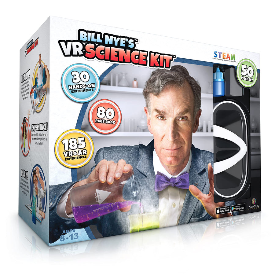 Abacus Brands Bill Nye's VR Science Kit - Virtual Reality Kids Science Kit, Book and Interactive STEM Learning Activity Set (Full Version - Includes Goggles)